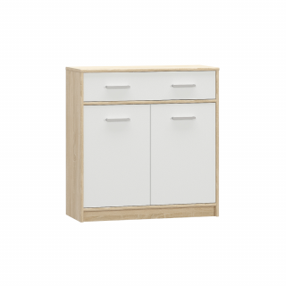 Comoda TEYO 2D1S, Alb Stejar Sonoma, 83x34x85 cm