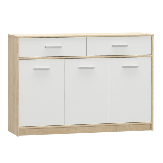 Comoda TEYO 3D2S, Dimensiuni 123,2x85,5x34,3 cm, Alb Stejar Sonoma