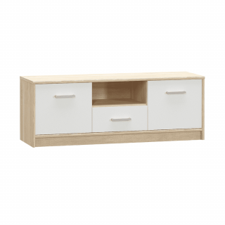 Comoda TEYO RTV 2D1S, Alb Stejar Sonoma