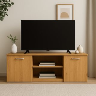 Comoda Tv Alex, Culoare Stejar Auriu, 120x50x45cm, Pal 18 mm