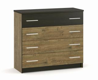 Comoda Verona cu 4 Sertare, Culoare Stejar cu Wenge