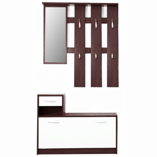 Cuier MECKI, Masura 100x26x190cm, Culoare Wenge cu Alb