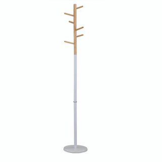 Cuier tip pom din lemn natural metal alb, HORST
