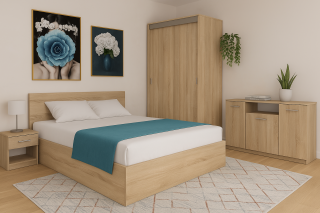 Dormitor Barcelona,  Material Pal 18mm, Culoare Sonoma