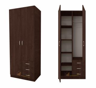 Dulap Mixt Star cu 2 Usi si 3 Sertare, 200x80x50 cm,Culoare Wenge, Material din PAL de 18mm