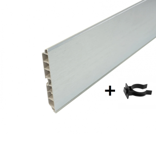 Plinta PVC pentru mascare picioare bucatarie, L 2000 mm, H 100, 1 canal pentru clips, finisaj aluminiu