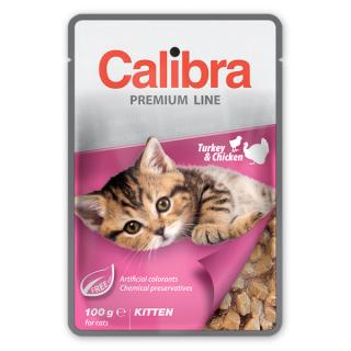 100g Calibra Cat Pouch Premium Kitten Turkey and Chicken, hrana umeda pentru pui de pisica