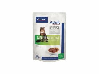 12x85g Virbac HPM Cat Adult Neutered Salmon chunks in gravy, hrana umeda pentru pisici