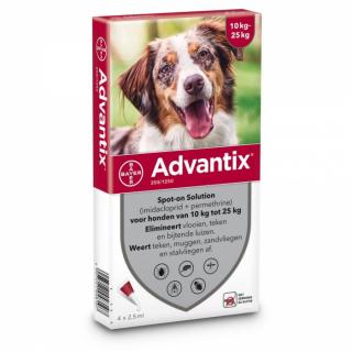 Advantix 10-25 kg - pipeta externa antipurici si anticapuse pentru caini