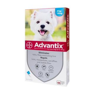 Advantix 4-10 kg - pipeta antipurici si anticapuse pentru caini