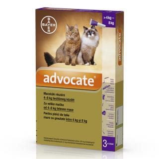 Advocate Cat 4-8 kg 3 pipete, deparazitare externa si interna pisici