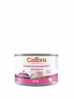 Calibra Kitten cu pui , inimi de pui si ulei de somon 200g