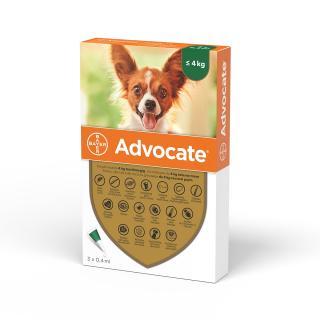 Deparazitare externa caini, Advocate Dog 0-4 kg  3 pipete