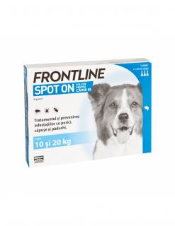 Deparazitare externa pentru caini Frontline Spot-on Dog M 10-20 kg - cutie cu 3 pipete