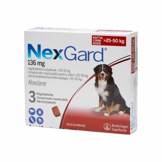 Deparazitare externa pentru caini , Nexgard dog XL 25-50kg, 3 tablete