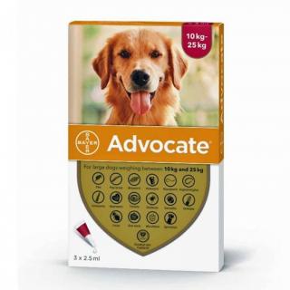 Deparazitare externa si interna Advocate Dog 10-25 kg, 3 pipete