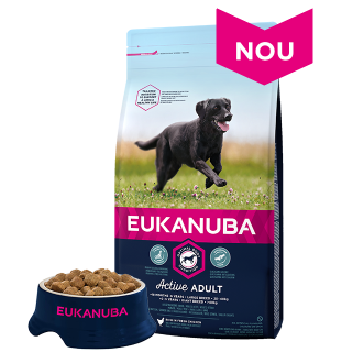 Eukanuba ADULT LARGE cu PUI  10-25kg: +1-7 ani, 12+2 kg