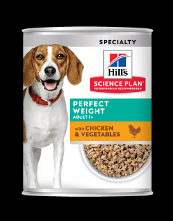 HILL,      S SCIENCE PLAN ADULT PERFECT WEIGHT  hrana pentru caini cu pui si legume 363 g (conserva)