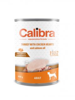 Hrana umeda pentru caini Calibra Dog Adult Inimi Curcan si Pui 400 gr