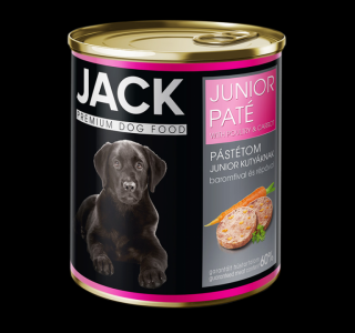 Jack Premium Dog Food Junior Pate cu pui si morcov 800g