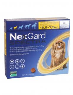 Nexgard Spectra S cutie cu 3 comprimate masticabile, Deparazitare externa pentru caini , pastila deparazitare externa pentru caini cu greutatea intre 3,5-7,5 kg