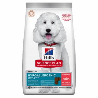 Pachet 3+1 gratis - 2.5kg Hills SP CANINE ADULT MED HYPOALLERGENIC NO GRAIN, hrana uscata hipoalergenica cu gust de somon