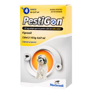 Pestigon Dog S 2-10 kg - set 4 pipete deparazitare externa caini talie mica