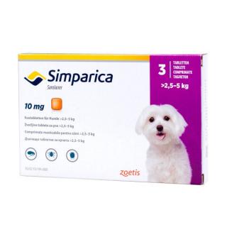 Simparica 10 mg 2.5-5 kg, 3 tablete, deparazitare externa pentru caini