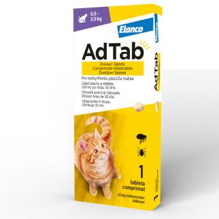 Tableta antiparazitara externa pentru pisici, ADTAB CAT 12MG, 05-2kg, 1 tableta
