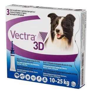 VECTRA 3D DOG 10-25 KG - 1 pipeta, Deparazitare externa pentru caini