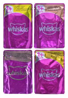 WHISKAS Adult pliculete 4 x 85 g hrana umeda pentru pisici adulte, in jeleu (bucati cu: pui, curcan, pasare, rata)