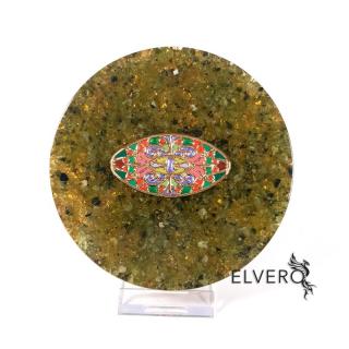 Disc orgon peridot cu mandala, 11 cm. Putere interioara