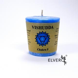 Lumanare chakra Vishuda, cu uleiuri esentiale de trandafir marocan, musetel