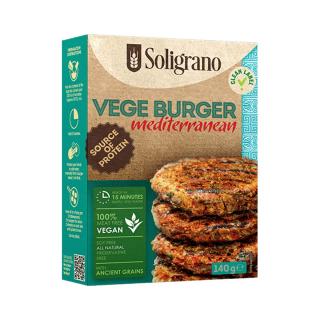 Burger Vegan Mediterranean cu spelta, rosii si naut 140gr Soligrano