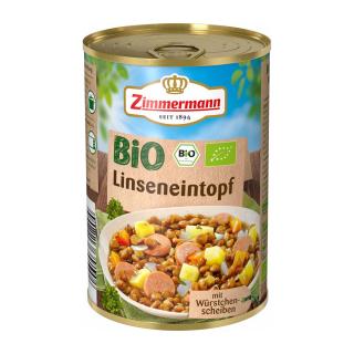 Mancare de linte cu bucati de carnati 400 g Zimmermann Bio