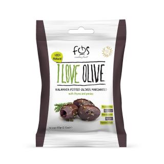 Snack masline Kalamata fara samburi marinate cu cimbru si patrunjel 60gr FOS