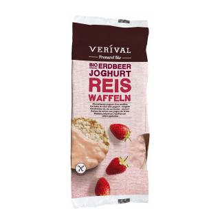 Vafe din orez expandat cu capsuni si iaurt 100 g Verival Bio