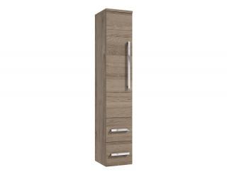 COLOANA MOBILIER GRANADA, 30,2X33X163.2 CM, O USA REVERSIBILA SI DOUA SERTARE SOFT-CLOSE, MANERE CROM, ALB NUC ROCKFORD