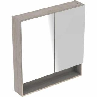 DULAP CU OGLINDA 60 CM SELNOVA SQUARE CU DOUA USI, NUC AMERICAN HICKORY DESCHIS