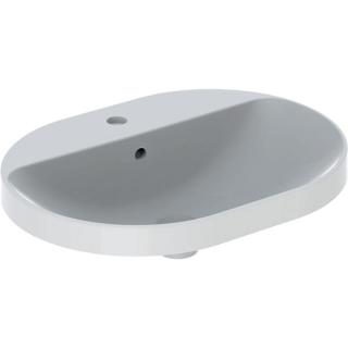 LAVOAR INCORPORAT GEBERIT VARIFORM, ELIPTIC, CU BANC CU ORIFICII DE ROBINET B-60CM, T-45CM, PREAPLIN VIZIBIL, GLAZURAT ALB