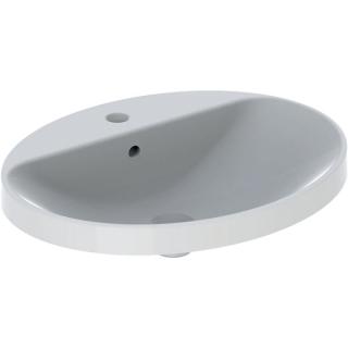 LAVOAR INCORPORAT GEBERIT VARIFORM, OVAL, CU BANC CU ORIFICII DE ROBINET B-60CM, T-48CM, PREAPLIN VIZIBIL, GLAZURAT ALB