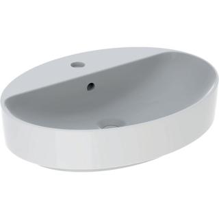 LAVOAR PE BLAT GEBERIT VARIFORM, OVAL, CU BANC CU ORIFICII DE ROBINET B-60CM,T-45CM, PREAPLIN VIZIBIL, ALB