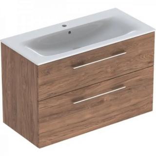 MOBILIER 100 CM SELNOVA SQUARE CU LAVOAR, DOUA SERTARE,NUC AMERICAN HICKORY