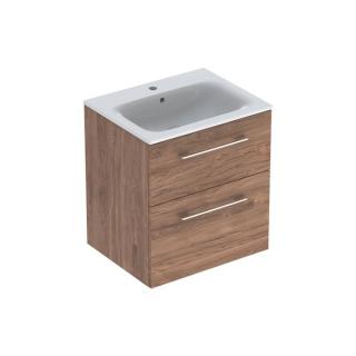 MOBILIER 60 CM SELNOVA SQUARE CU LAVOAR, DOUA SERTARE,NUC AMERICAN HICKORY