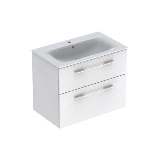 MOBILIER 80 CM SELNOVA SQUARE CU LAVOAR, DOUA SERTARE,ALB