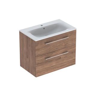 MOBILIER 80 CM SELNOVA SQUARE CU LAVOAR, DOUA SERTARE,NUC AMERICAN HICKORY