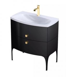 MOBILIER LOUIS 82 CM, 2 SERTARE SOFT-CLOSE, NEGRU LUCIOS