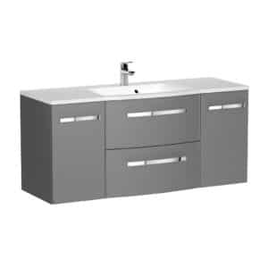 MOBILIER WAVE 120, SASE SERTARE (DOUA INTERNE) SOFT CLOSE, GRI MAT NOU