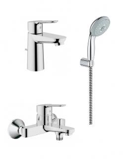 Set baterii Grohe Bau Edge lavoar cada si set de dus cu bara - Grohe - Germania