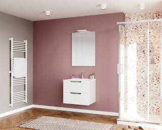 Set mobilier baie,lavoar si oglinda lampa led,60 cm,alb,ibiza